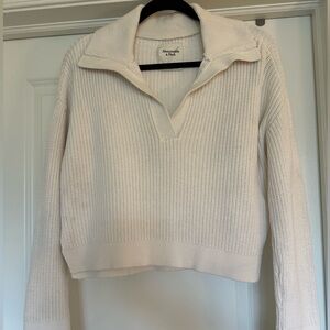 Abercrombie & Fitch Cream V-Neck Sweater